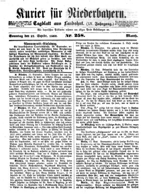 Kurier für Niederbayern Sonntag 21. September 1862