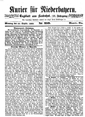 Kurier für Niederbayern Montag 22. September 1862