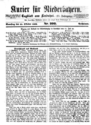 Kurier für Niederbayern Samstag 25. Oktober 1862