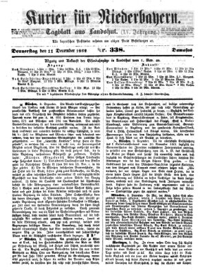 Kurier für Niederbayern Donnerstag 11. Dezember 1862
