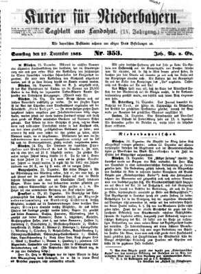 Kurier für Niederbayern Samstag 27. Dezember 1862