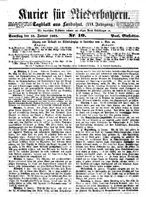 Kurier für Niederbayern Samstag 10. Januar 1863