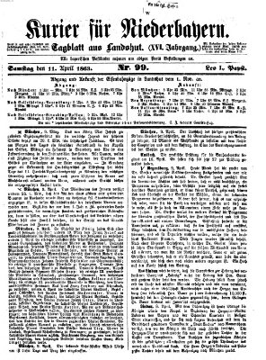 Kurier für Niederbayern Samstag 11. April 1863