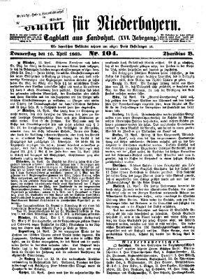 Kurier für Niederbayern Donnerstag 16. April 1863