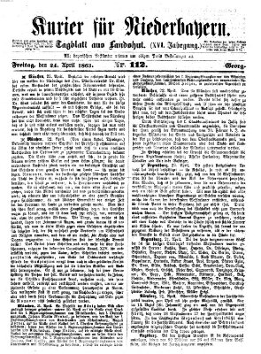 Kurier für Niederbayern Freitag 24. April 1863