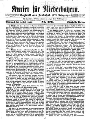 Kurier für Niederbayern Mittwoch 1. Juli 1863