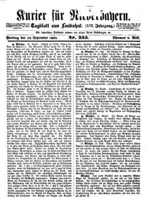 Kurier für Niederbayern Freitag 18. September 1863