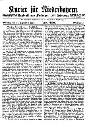 Kurier für Niederbayern Montag 21. September 1863