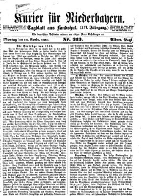 Kurier für Niederbayern Montag 16. November 1863