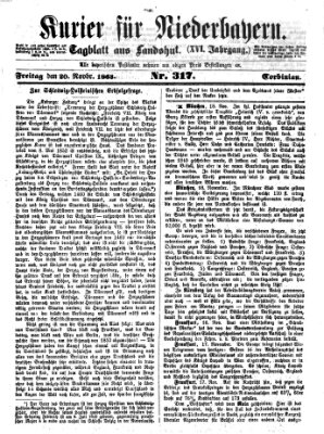 Kurier für Niederbayern Freitag 20. November 1863