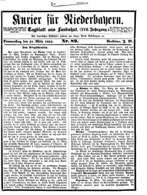 Kurier für Niederbayern Donnerstag 31. März 1864