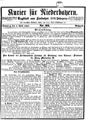 Kurier für Niederbayern Sonntag 3. April 1864