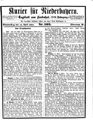 Kurier für Niederbayern Donnerstag 14. April 1864