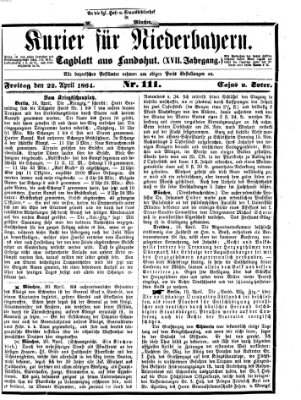 Kurier für Niederbayern Freitag 22. April 1864
