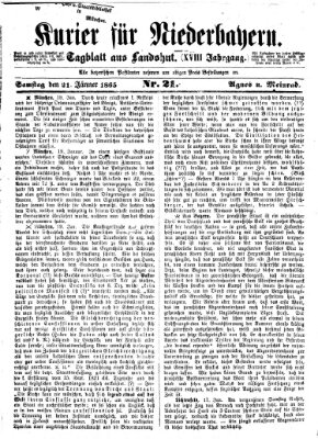 Kurier für Niederbayern Samstag 21. Januar 1865