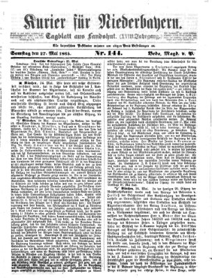 Kurier für Niederbayern Samstag 27. Mai 1865