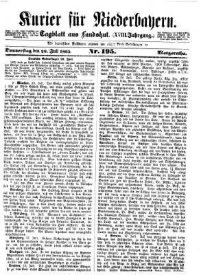 Kurier für Niederbayern Donnerstag 20. Juli 1865