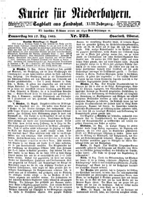 Kurier für Niederbayern Donnerstag 17. August 1865