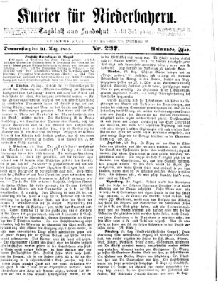 Kurier für Niederbayern Donnerstag 31. August 1865
