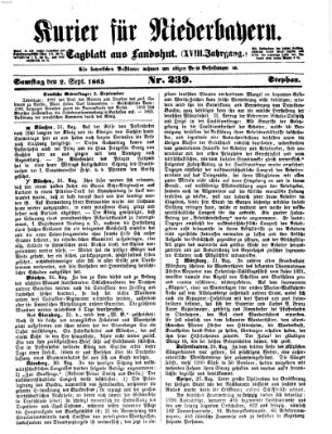 Kurier für Niederbayern Samstag 2. September 1865