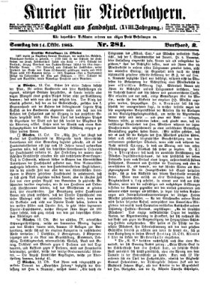 Kurier für Niederbayern Samstag 14. Oktober 1865