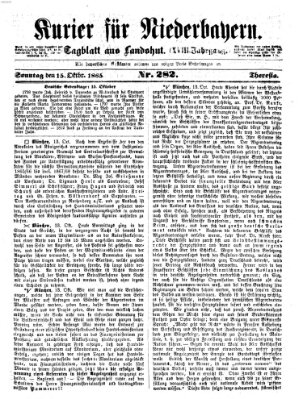 Kurier für Niederbayern Sonntag 15. Oktober 1865