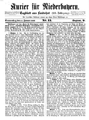 Kurier für Niederbayern Donnerstag 11. Januar 1866