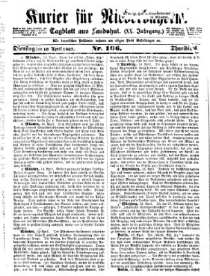 Kurier für Niederbayern Dienstag 16. April 1867