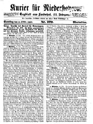 Kurier für Niederbayern Samstag 12. Oktober 1867