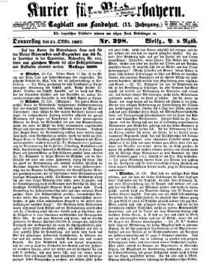 Kurier für Niederbayern Donnerstag 31. Oktober 1867