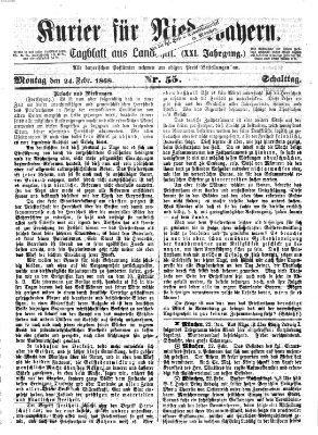 Kurier für Niederbayern Montag 24. Februar 1868