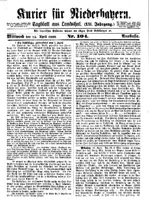 Kurier für Niederbayern Mittwoch 15. April 1868