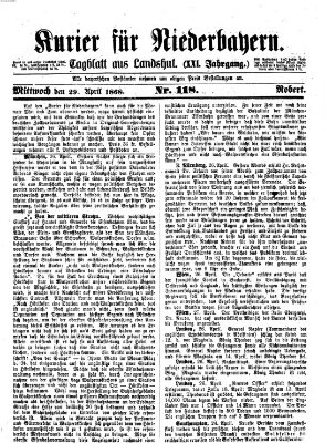 Kurier für Niederbayern Mittwoch 29. April 1868