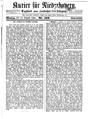 Kurier für Niederbayern Montag 10. August 1868