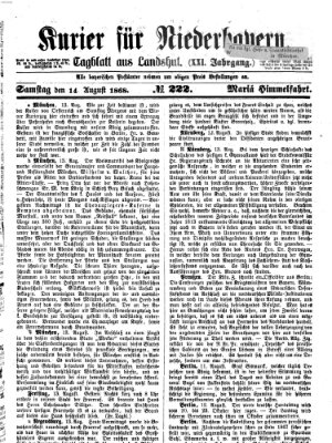 Kurier für Niederbayern Samstag 15. August 1868