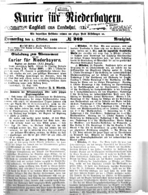 Kurier für Niederbayern Donnerstag 1. Oktober 1868