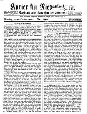 Kurier für Niederbayern Montag 12. Oktober 1868