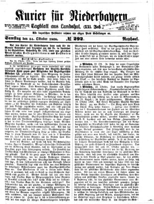 Kurier für Niederbayern Samstag 24. Oktober 1868
