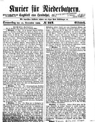 Kurier für Niederbayern Donnerstag 19. November 1868