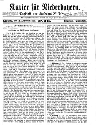 Kurier für Niederbayern Montag 14. Dezember 1868