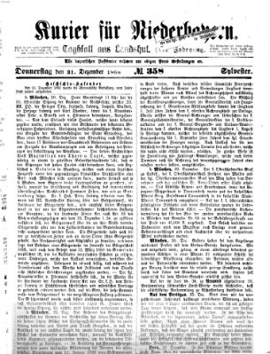 Kurier für Niederbayern Donnerstag 31. Dezember 1868