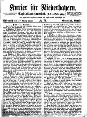 Kurier für Niederbayern Mittwoch 17. März 1869
