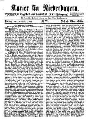 Kurier für Niederbayern Freitag 19. März 1869
