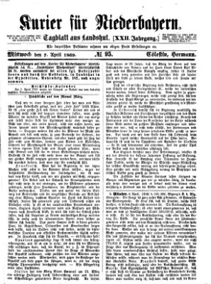 Kurier für Niederbayern Mittwoch 7. April 1869