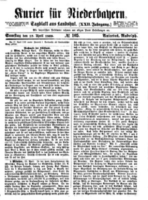 Kurier für Niederbayern Samstag 17. April 1869