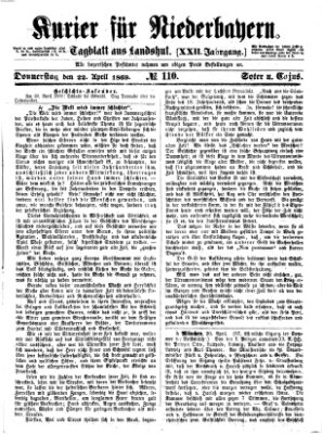 Kurier für Niederbayern Donnerstag 22. April 1869