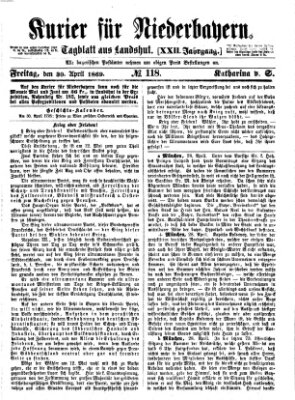 Kurier für Niederbayern Freitag 30. April 1869