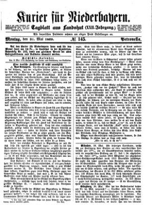 Kurier für Niederbayern Montag 31. Mai 1869