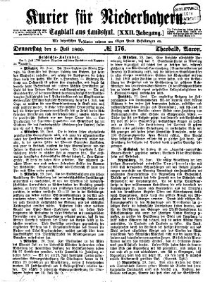 Kurier für Niederbayern Donnerstag 1. Juli 1869