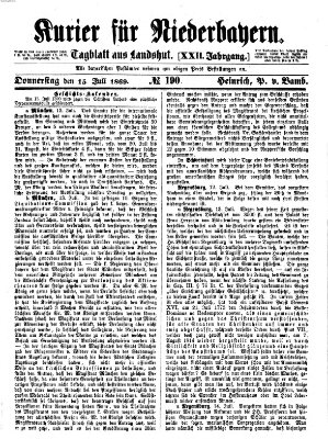 Kurier für Niederbayern Donnerstag 15. Juli 1869